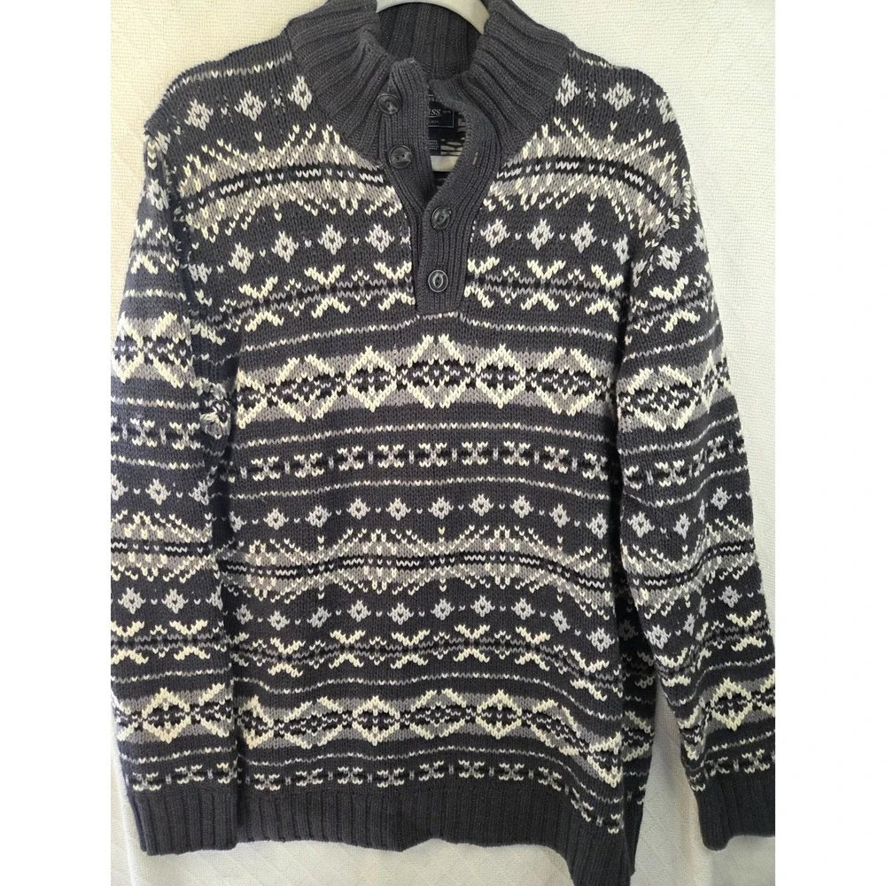 GH Bass Sweater Mens L Chunky Cable Knit Fisherman‎ Nordic Fair Isle Pullover